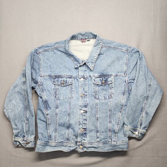 Vintage Y2K Denim Jean Jacket Adult XL Blue Unbranded Grunge Utility Blank Plain